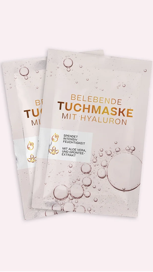 Tuchmaske mit Hyaluron Verpackung Design