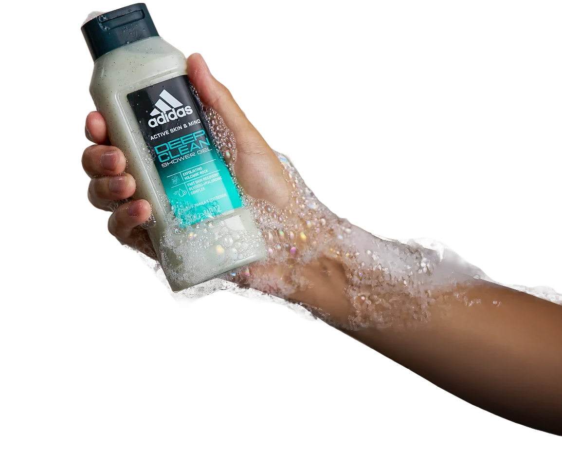 adidas active skin and mind holding adidas deep clean shower gel with bubbles