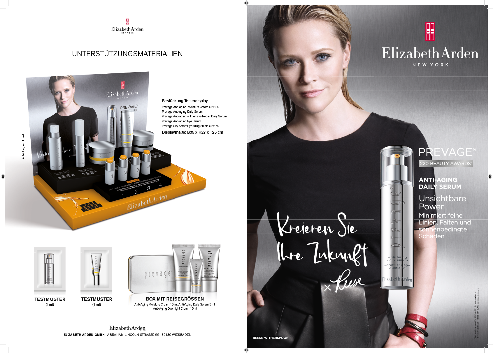 Elizabeth Arden Materialien Druckunterlagen Display