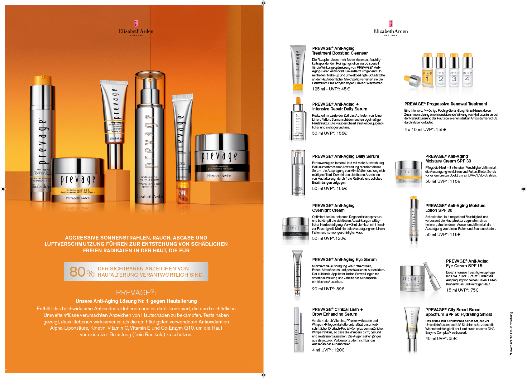 Elizabeth Arden Prevage Übersicht Druckunterlage