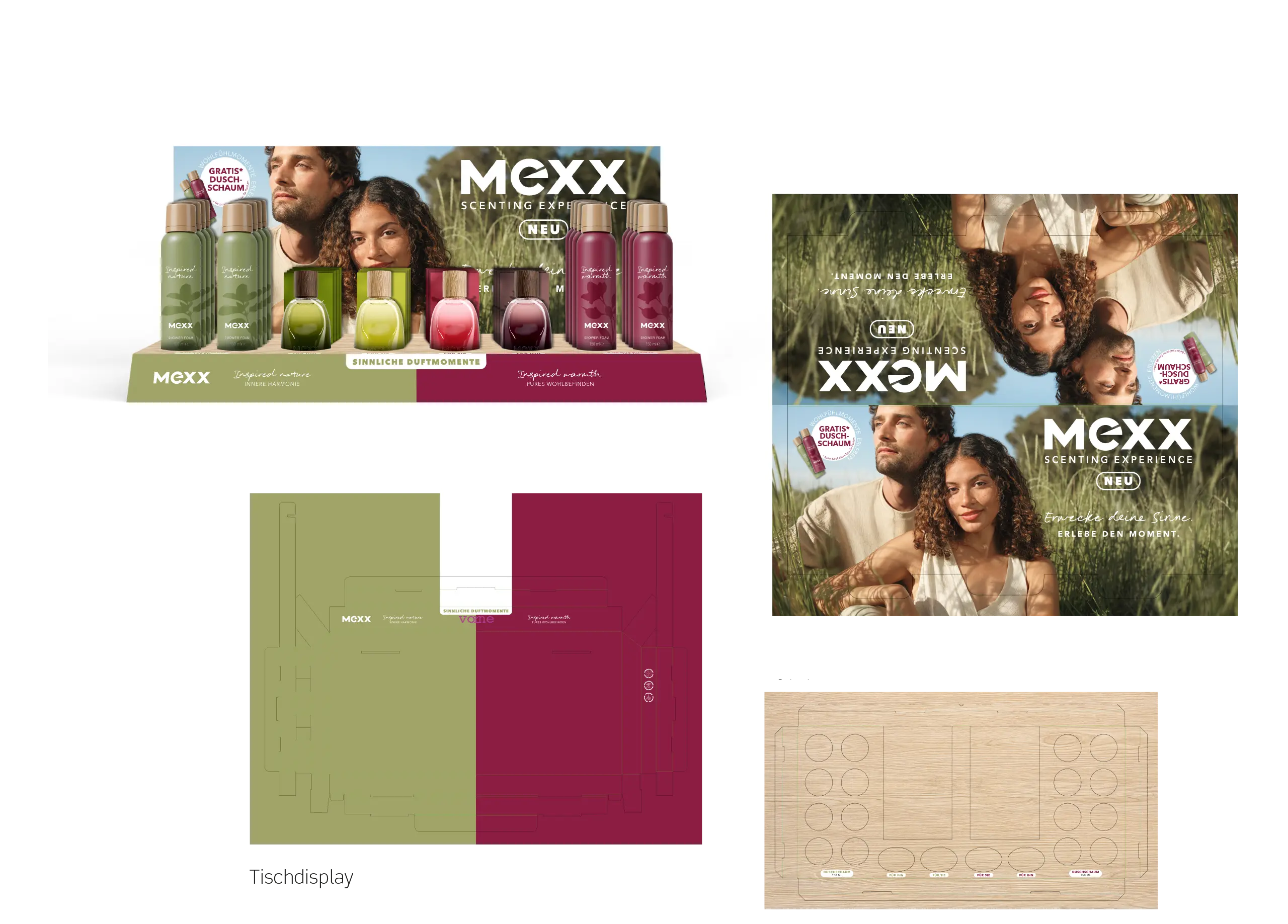 MEXX Tisch-Display Duft green purple red