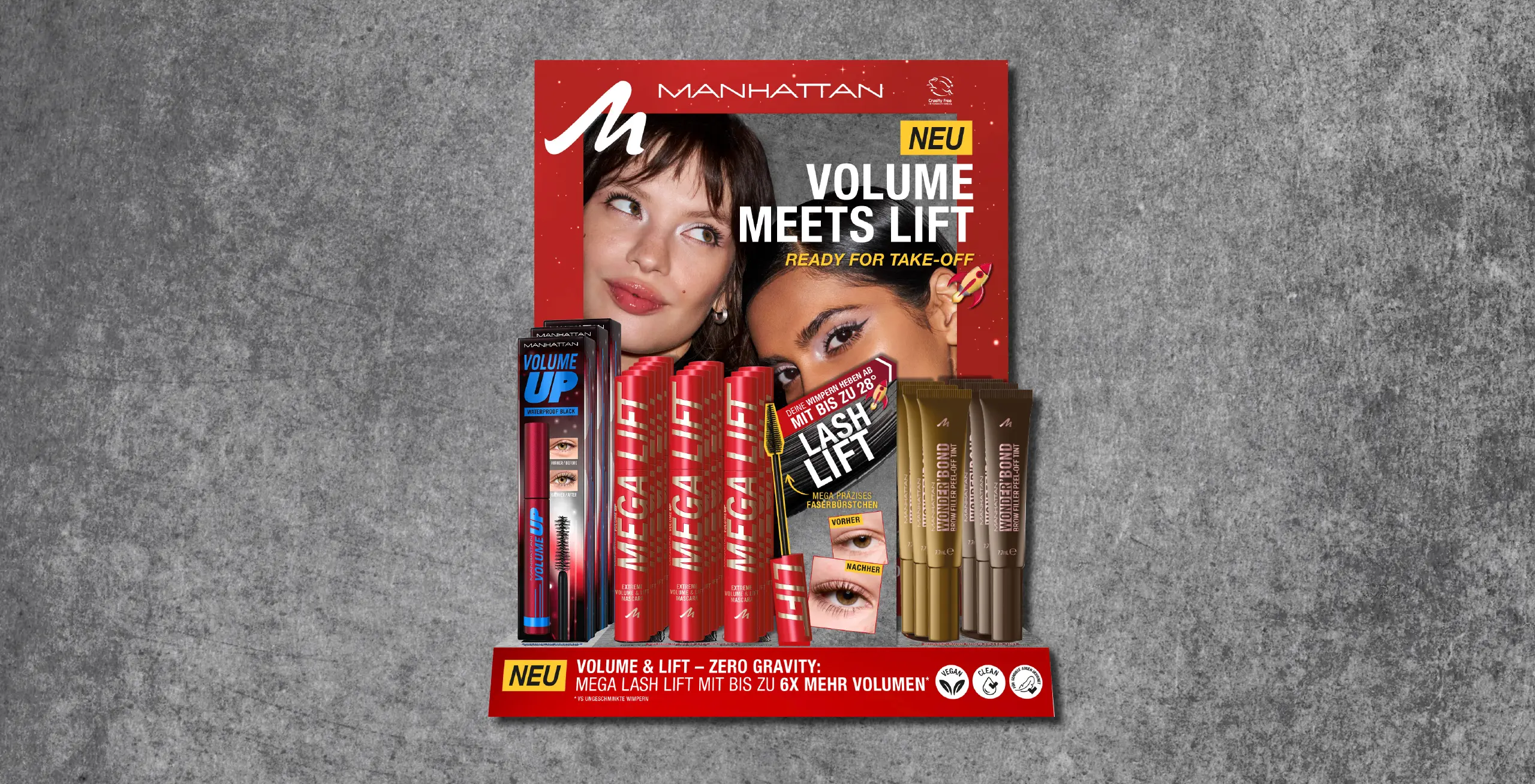 Manhattan Display Mega Lash Lift Mascara Simulation