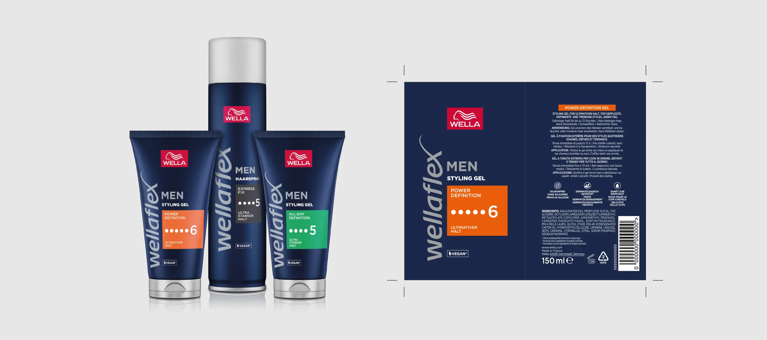 Wellaflex Men Styling Gel Haarprodukte Packaging Design