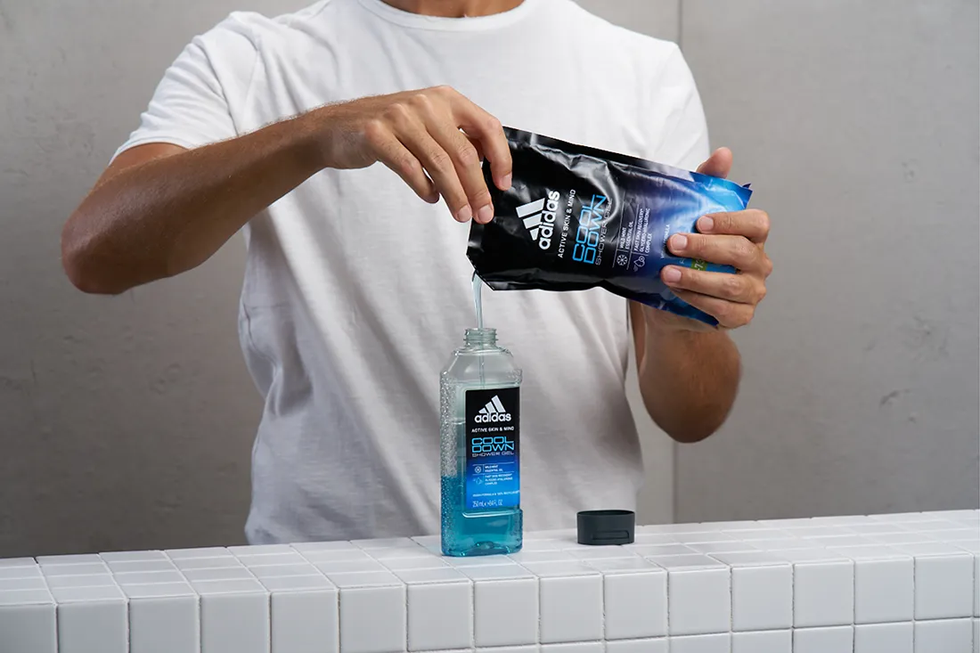 man with adidas cool down