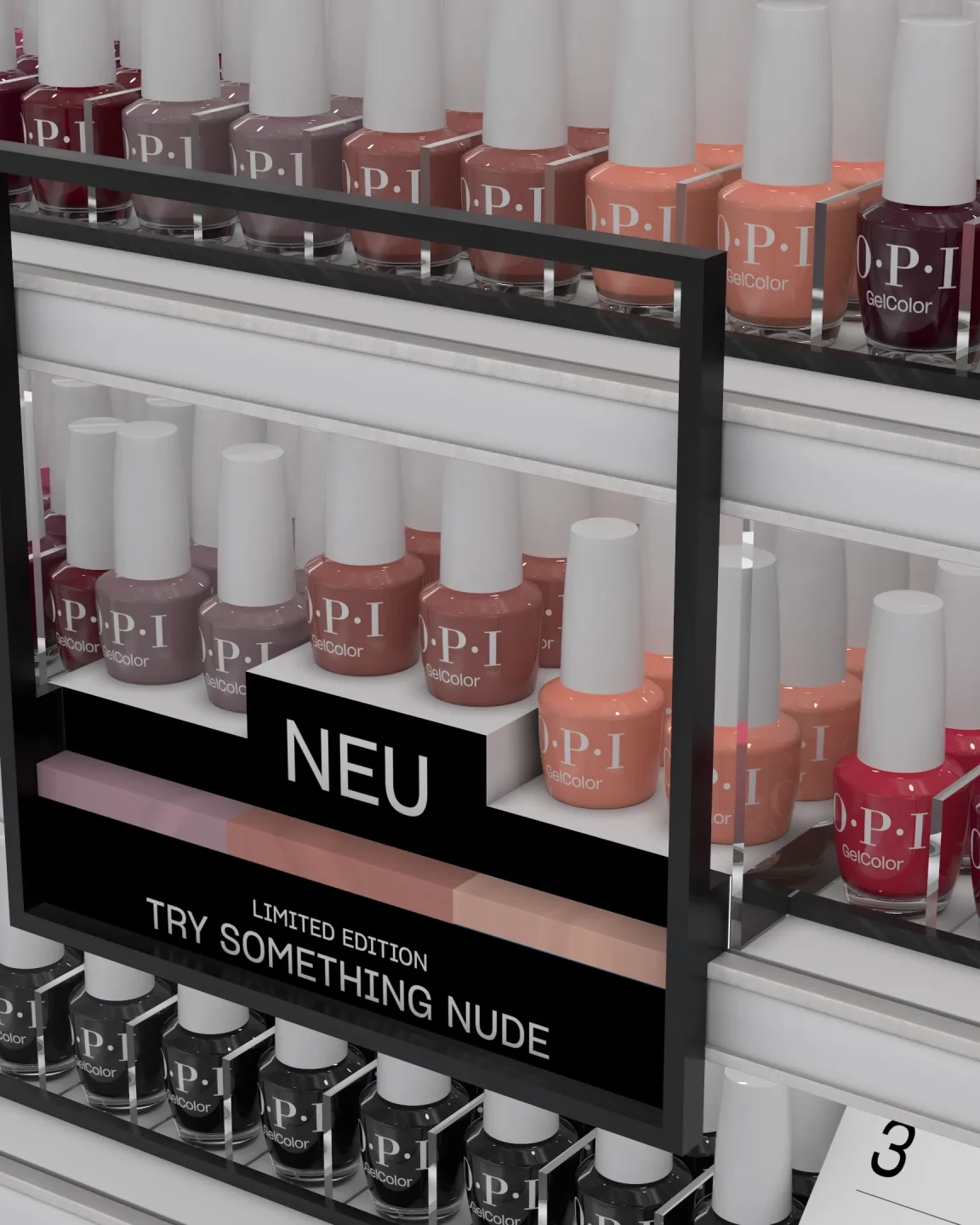OPI Shop Display Douglas GelColor 3d rendering detail