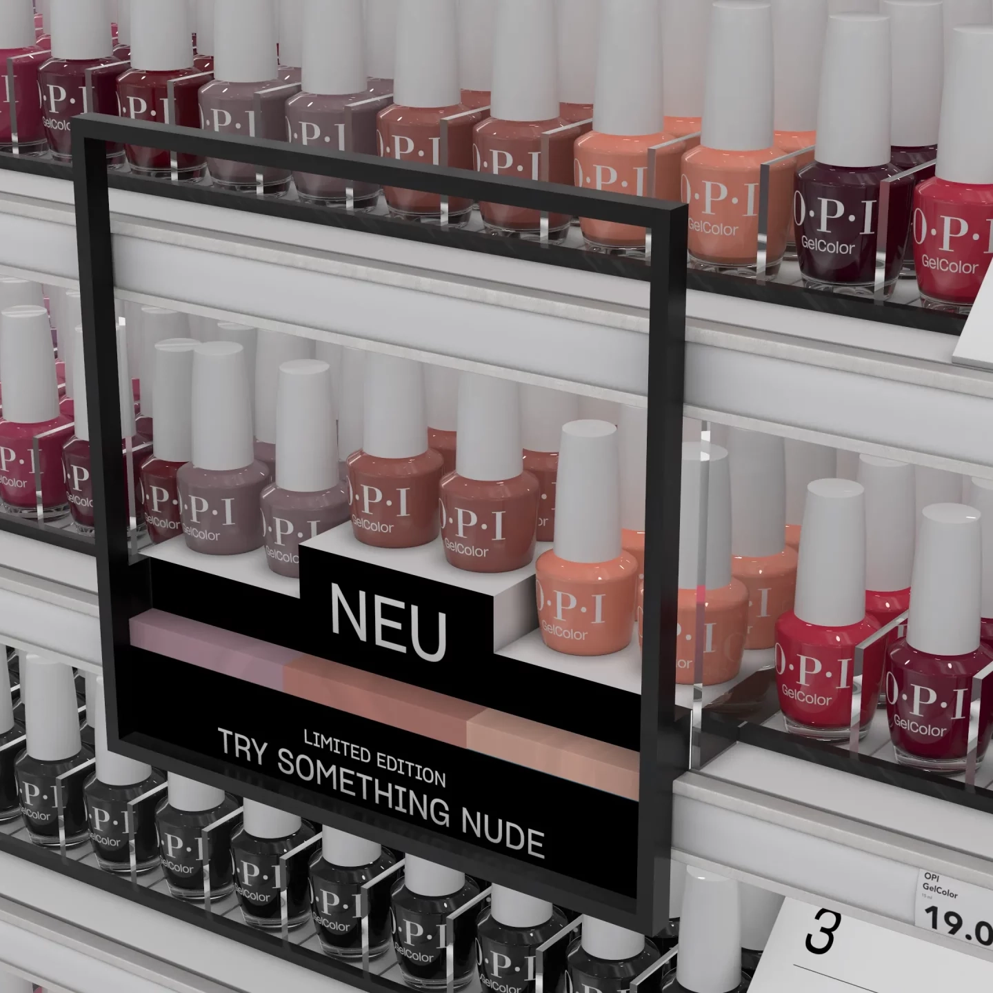 OPI Shop Display Douglas GelColor 3d rendering detail
