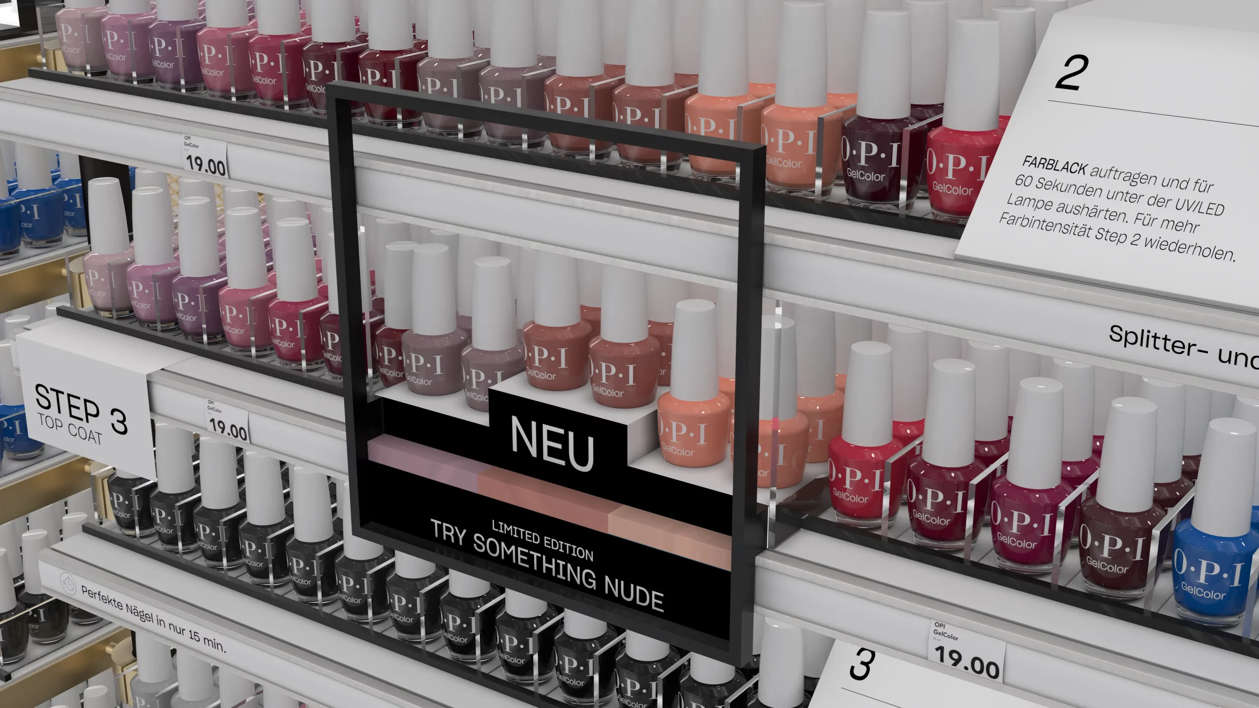 OPI Shop Display Douglas GelColor 3d rendering detail
